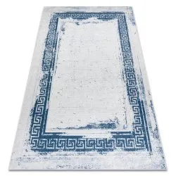 Alfombra lavable ANDRE 1213 Griego vintage antideslizante - blanco / azul