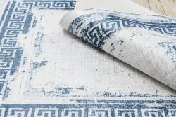 Alfombra lavable ANDRE 1213 Griego vintage antideslizante - blanco / azul