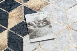Alfombra lavable ANDRE 1171 Cubo, geométrico antideslizante - negro / oro