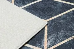 Alfombra lavable ANDRE 1171 Cubo, geométrico antideslizante - negro / oro