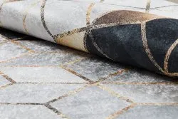 Alfombra lavable ANDRE 1171 Cubo, geométrico antideslizante - negro / oro
