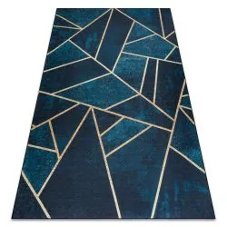 Alfombra lavable ANDRE 1173 mosaico, geométrico antideslizante - turquesa / oro