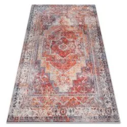 Alfombra lavable ANDRE 1684 Marco vintage antideslizante - rojo