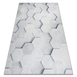 Dywan do prania ANDRE 1180 Plaster Miodu, sześcian 3D antypoślizgowy - szary