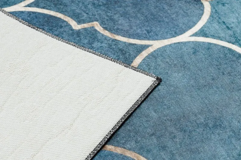 Alfombra lavable ANDRE 1181 Espaldera marroquí antideslizante - azul