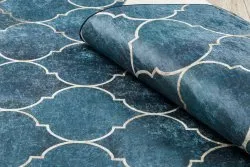 Alfombra lavable ANDRE 1181 Espaldera marroquí antideslizante - azul