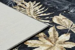 Alfombra lavable ANDRE 1311 Hojas de monstera antideslizante - negro / oro