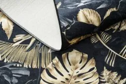 Alfombra lavable ANDRE 1311 Hojas de monstera antideslizante - negro / oro