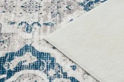 Alfombra lavable ANDRE 1819C Rosetón, vintage antideslizante - beige / azul