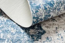 Alfombra lavable ANDRE 1819C Rosetón, vintage antideslizante - beige / azul