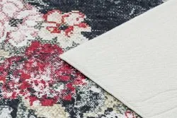 Alfombra lavable ANDRE 1816D flores vintage antideslizante - blanco / rojo