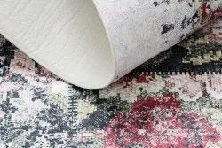 Alfombra lavable ANDRE 1816D flores vintage antideslizante - blanco / rojo