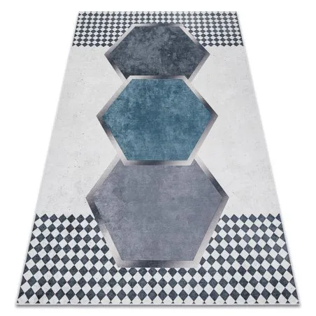 Alfombra lavable ANDRE 1168 Diamantes, geométrico antideslizante - blanco / negro
