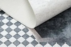 Alfombra lavable ANDRE 1168 Diamantes, geométrico antideslizante - blanco / negro