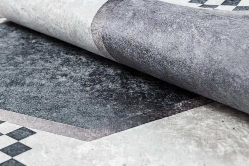 Alfombra lavable ANDRE 1168 Diamantes, geométrico antideslizante - blanco / negro