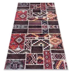 Alfombra lavable ANDRE 2305 Oriental patchwork antideslizante - burdeos / marrón