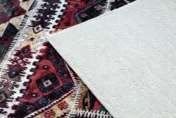 Alfombra lavable ANDRE 2305 Oriental patchwork antideslizante - burdeos / marrón