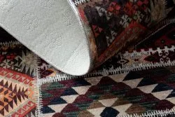 Alfombra lavable ANDRE 2305 Oriental patchwork antideslizante - burdeos / marrón