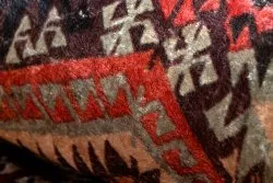 Alfombra lavable ANDRE 2305 Oriental patchwork antideslizante - burdeos / marrón