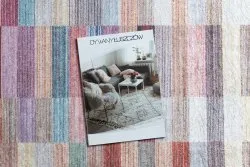 Alfombra lavable ANDRE 2295 Rayas antideslizante - rosado / azul