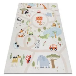 Alfombra lavable BAMBINO 1165 Zoo para niños antideslizante - beige