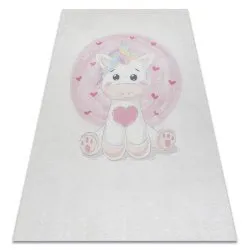 Alfombra lavable BAMBINO 1128 Unicornio para niños antideslizante - crema