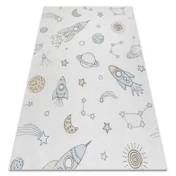 Alfombra lavable BAMBINO 1278 Cohete espacial para niños antideslizante - crema