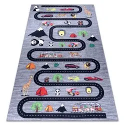 Alfombra lavable BAMBINO 2092 Calles, coches para niños antideslizante - antracita