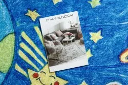 Dywan do prania BAMBINO 2265 Kosmos, rakieta dla dzieci, antypoślizgowy - niebieski