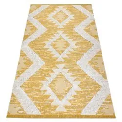 Alfombra ECO sisal BOHO MOROC Diamantes 22312 franjas - dos niveles de vellón amarillo / crema, alfombra reciclada