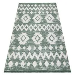 Alfombra ECO sisal BOHO MOROC Etno Zigzag 22319 franjas - dos niveles de vellón verde / crema, alfombra reciclada