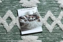 Dywan MOROC Zygzak 22319 Ekologiczny, EKO SIZAL frędzle - dwa poziomy runa zielony / krem, z bawełny recyklingowanej