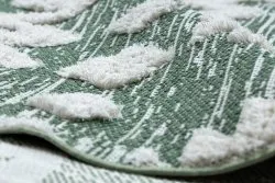 Dywan MOROC Zygzak 22319 Ekologiczny, EKO SIZAL frędzle - dwa poziomy runa zielony / krem, z bawełny recyklingowanej
