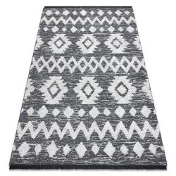 Alfombra ECO sisal BOHO MOROC Etno Zigzag 22319 franjas - dos niveles de vellón gris / crema, alfombra reciclada