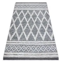 Alfombra ECO sisal BOHO MOROC Diamantes 22297 franjas - dos niveles de vellón gris / crema, alfombra reciclada