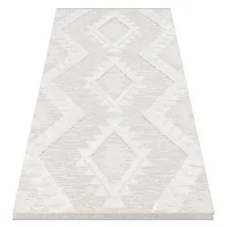 Alfombra ECO sisal BOHO MOROC Diamantes 22312 franjas - estructural beige / crema, alfombra reciclada