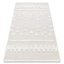 Alfombra EKO SISAL MOROC 22321 Triangulos, zigzag boho flecos, estructural - beige / crema