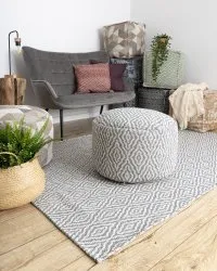 Dywan CASA Ekologiczny, EKO SIZAL Boho Romby 22084 antracyt / krem, z bawełny recyklingowanej