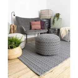 Alfombra CASA ECO sisal BOHO Ojetes 22075 negro / gris, alfombra reciclada