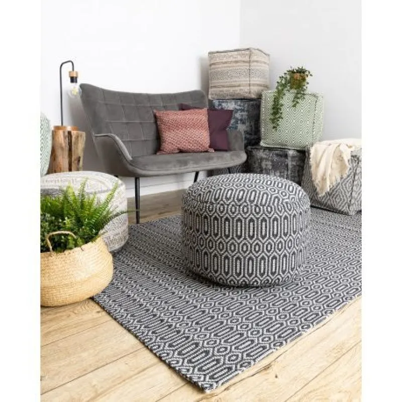 Alfombra CASA ECO sisal BOHO Ojetes 22075 negro / gris, alfombra reciclada