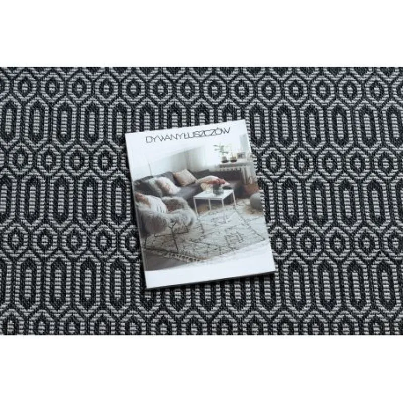 Alfombra CASA ECO sisal BOHO Ojetes 22075 negro / gris, alfombra reciclada