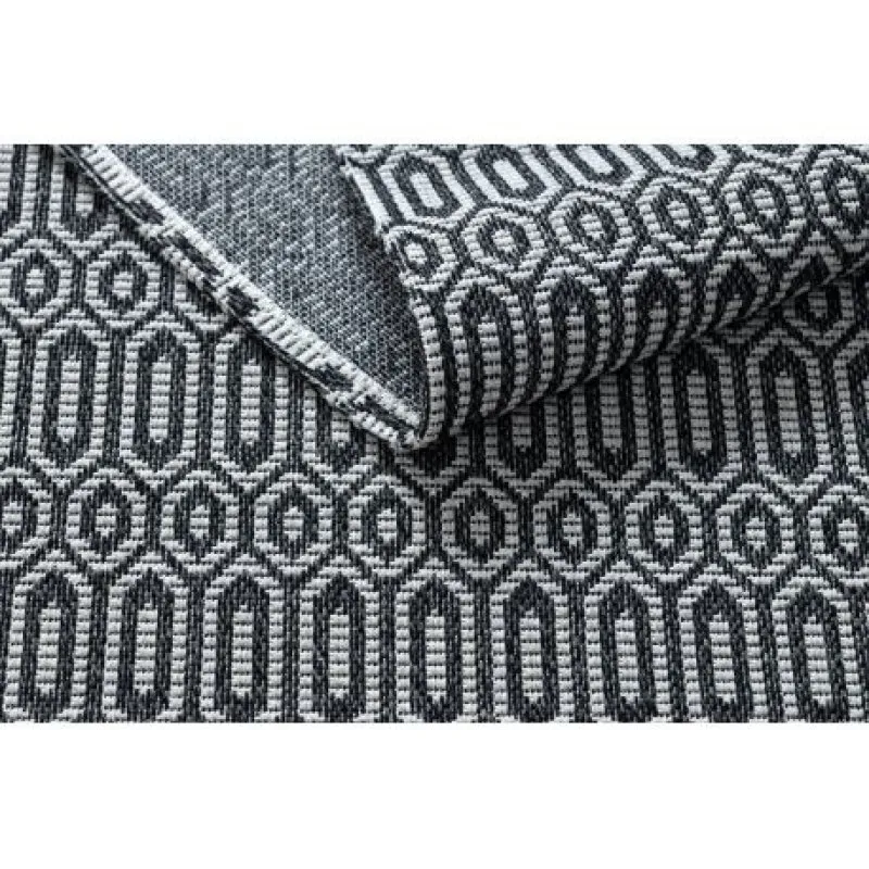 Alfombra CASA ECO sisal BOHO Ojetes 22075 negro / gris, alfombra reciclada