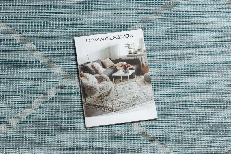 Alfombra sisal PATIO 3075 Diamantes Tejido plano - turquesa