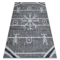 ANTIKA alfombra 118 tek, azteca, lavable - gris