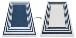 Dywan TWIN 22990 Ramka bawełna, dwustronny Ekologiczny frędzle - granat / krem