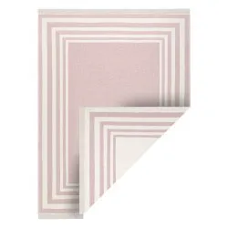 Alfombra TWIN 22990 Marco, algodón, doble cara, Flecos ecológicos - rosado / crema