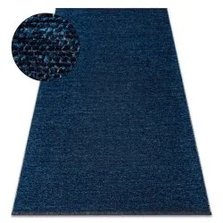 Alfombra FLORENCE 24021 Un color, glamour, tejido plano, flecos - azul oscuro