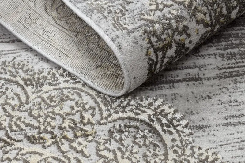 Dywan LIRA E1468 Rozeta, strukturalny, nowoczesny, glamour - szary / złoty