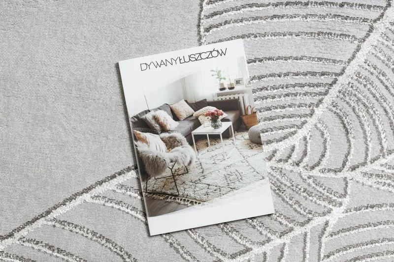 Dywan LIRA E1482 Liście strukturalny, nowoczesny, glamour - szary