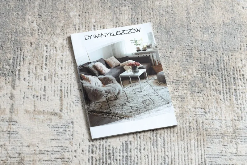 Dywan TULS nowoczesny, strukturalny, frędzle 51231 Vintage, przecierany kość słoniowa / szary